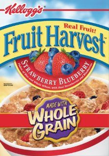 Kellogg's Fruit Harvest Strawberry Blueberry Cereal, Flakes Of Rice & Whole Wheat, 12.2 oz  Wheat Breakfast Cereals  Grocery & Gourmet Food