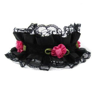 Alfie Couture Designer Pet Accessory   Kas Lace Ruffle Collar   Color Black, Size Small  Puppy Collar Roses 