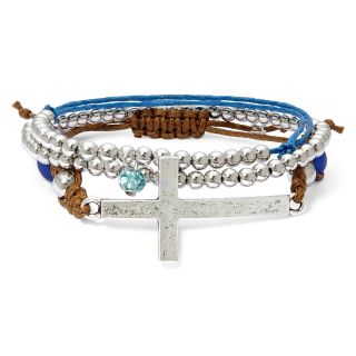 Aris by Treska Layered Horizontal Cross Bracelet, Blue