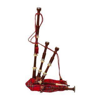 Roosebeck Bagpipe, Rosewood with Red Tartan Cover and Engraved Nickeled Ferruls and Sole, Full Size (Package Of 3) Musical Instruments