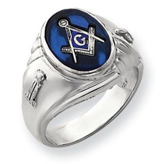 14k White Gold Mens Masonic Ring   Size 10   JewelryWeb Jewelry