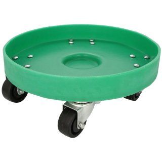 Dixie Poly D 17 15 Plastic Drum Dolly for 15 gallon Drum, 600 lbs Capacity, 16.5" Diameter x 6.5" Height, Green