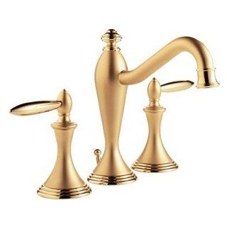 Santec 2520LA55 55 Satin 24K Gold Bathroom Faucets 8" Lever Handle Widespread Lavatory Faucet Lear 1 Collection Designer Series   Touch On Bathroom Sink Faucets  