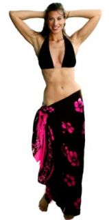1 World Sarongs Womens Hibiscus Flower Swimsuit Cover Up Sarong in White/Pink