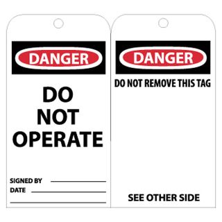 Nmc Tags   Danger   Do Not Operate Signed By___ Date___ Do Not Remove This Tag See Other Side   White