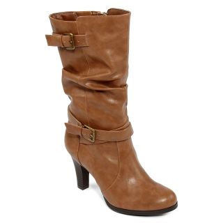 St. Johns Bay St. John s Bay Amaretto Slouch Buckle Boots, Wheat, Womens