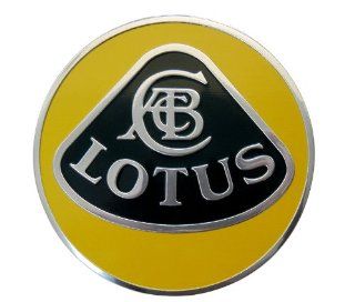 Lotus Large Yellow and Black on Highly Polished Silver Aluminum Emblem Logo Badge Crest Shield for Hood Trunk Fender New Rare Automotive