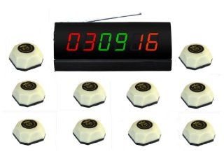 SINGCALL.Wireless Table Call System,for Coffee shop.Pack of 10 pcs White Single call Bells and 1 pc Display Camera & Photo