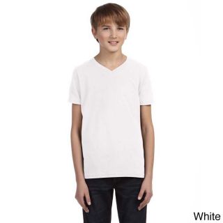 Bella Youth Boys Jersey Short sleeve V neck T shirt White Size L (14 16)