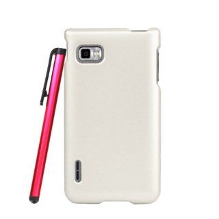 White Hard Protector Cover Case + ManiaGear Screen Protector & Stylus Pen for LG Optimus F3 P659/MS659 Cell Phones & Accessories
