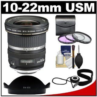 Canon EF S 10 22mm f/3.5 4.5 USM Ultra Wide Angle Zoom Lens with 3 UV/FLD/CPL Filters + Lens Hood + Accessory Kit for EOS 60D, 7D,  Camera Lenses  Camera & Photo