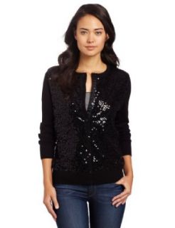 Alfred Dunner Women's Sequin Front Cardigan, Black, Small