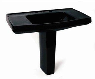 Belle Foret BFCPLBK Contemporary Pedestal Lavatory, Black   Pedestal Sinks  
