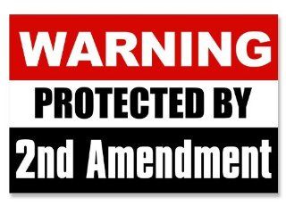 Warning Protected by Second Amendment Gun Sticker 