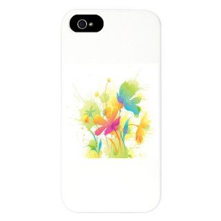 iPhone 5 or 5S Case White Watercolor Floral Flowers 