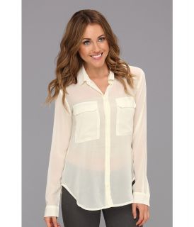 KUT from the Kloth Nora Lightweight Button Down Blouse Womens Blouse (Beige)