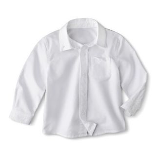 Cherokee Toddler Boys School Uniform Long Sleeve Oxford Shirt   True White 3T