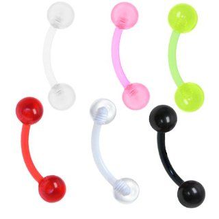 Flexible Eyebrow Ring Neon Balls Flexible Curved Barbell Eyebrow Ring 16G   6 Pieces Jewelry
