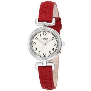 Timex Womens T2N661 Weekender Watch Petite Red Leather Strap at  Women's Watch store.