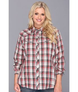 Roper Plus Size 9094 Red/Black Plaid Womens Long Sleeve Button Up (Red)