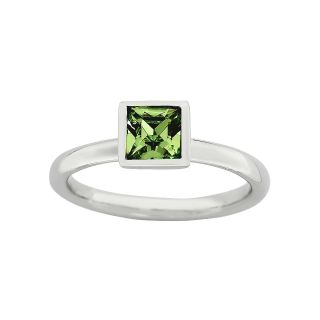 Sterling Silver August Birthstone Crystal Stackable Ring, Green, Womens