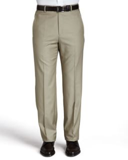 Flat Front Pants, Khaki   Zanella