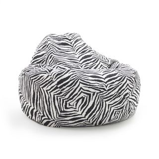 Comfort Research Beansack Large Tear Drop Zebra Print Bean Bag Lounge Chair Black Size Large