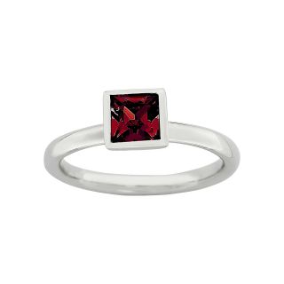 Sterling Silver July Birthstone Crystal Stackable Ring, Red/White, Womens