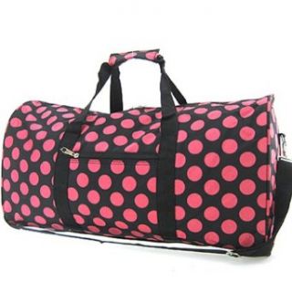 Large 22" Pink Black Polka Dot Duffle Dance Cheer Gym Pageant School Travel Bag Clothing