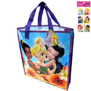 Tinkerbell Fairies Tote Bag   Large (16"x14"x4" Non woven) and a Rare 4 sheet Disney Princess Stickers Set (3"x6")      Use These As Tinkerbell Gift Bags and Tinkerbell Party Favors   Stickers feature Ariel, Snow White, Belle, Jasm