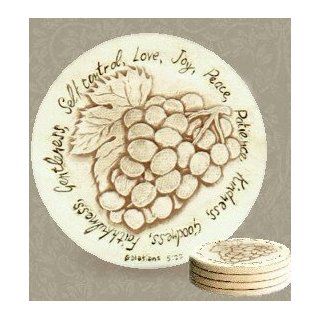 Set of 4 Super Absorbent Stoneware Drink Coasters   Fruit of the Spirit Kitchen & Dining