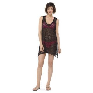 Womens Crochet Swim Coverup Dress  Black XL