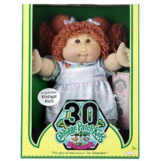 Cabbage Patch Kids Vintage Doll   Limited Edition 30th Birthday   Red Hair with Flowered dress and White Apron Toys & Games