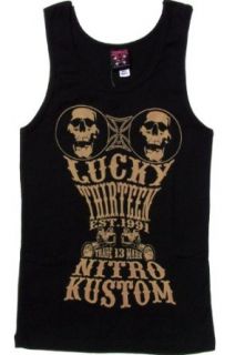Lucky 13 Womens NITRO KUSTOM Boybeater Tank Top Shirt   Black L Clothing