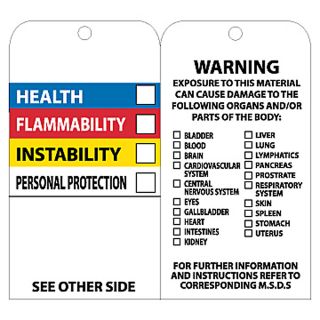 Nmc Tags   Hazmat   Health/Flammability/Instability/Personal Protection Checkboxes   White