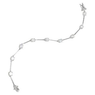 Womens Cubic Zirconia Silver Plated Bracelet   White/Silver