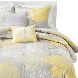 Anya Floral 5 Piece Comforter Set   Gray/Yellow (King)