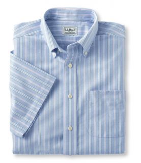 Wrinkle Resistant Classic Oxford Cloth Shirt, Traditional Fit Short Sleeve Stripe Tall