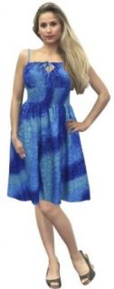 La Leela Blue Rain Drop Printed Partywear Backless Short Casual Tube Dress