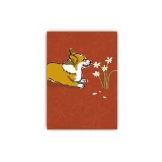 Grrreen Greeting Card, 4.5x6.5"   Corgi and Daisies (B Day) (PAPRG670)  