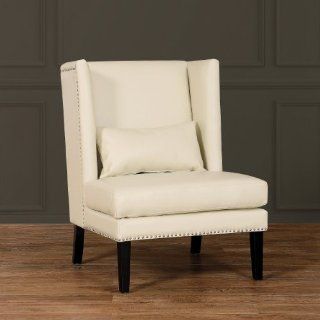 Chelsea Cream Leather Wing Chair   Oversized Chairs