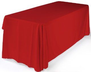 6ft. Folding Table with 3 Sided Red Polyester Tablecloth, Fold Table in Half for Storage & Transport  Utility Tables 