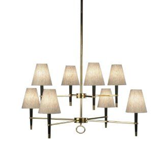 Robert Abbey 673 Chandeliers with Natural Linen Shades, Ebony Wood/Antique Brass Finish    