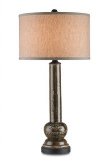 Currey and Company 6027 Supreme   33" Table Lamp, Antique Dark Brown/Blacksmith Finish with Natural Linen Shade    