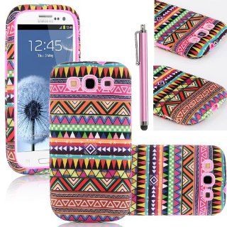 Pandamimi ULAK 3in1 Hybrid High bumper Hard Aztec Tribal Pattern + Soft Silicone Case Cover For Samsung Galaxy S3 SIII i9300 (Fit;GT I9300/SGH I747/SPH L710/SGH T999/SCH I535)W/Screen Protector+Stylus (Pink+Pink) Cell Phones & Accessories