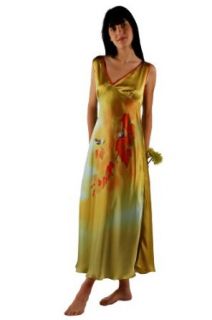 Women's Silk Long Nightgown (Autumn in New England) TexereSilk; Hand Painted Art Nightgowns For Women Silk