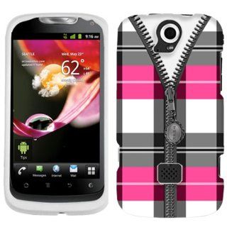 Huawei T Mobile MyTouch Q Pink Plaid Zipper Phone Case Cover Cell Phones & Accessories