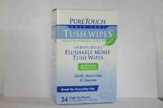PureTouch Tush Wipes ORGANICS for Adults Individual Flushable Moist Wipes BULK of 350 Single Use Packets Health & Personal Care