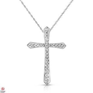 One of the kind1/3CTTW Diamond Cross Pendant 10K White Gold 5R Chain Necklaces Jewelry