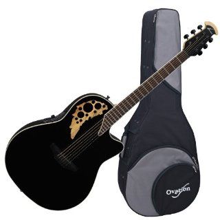 Ovation Elite 1778TX 5GSM Acoustic Electric Guitar, Black/Spalted Maple, with Ovation Zero gravity Case Musical Instruments